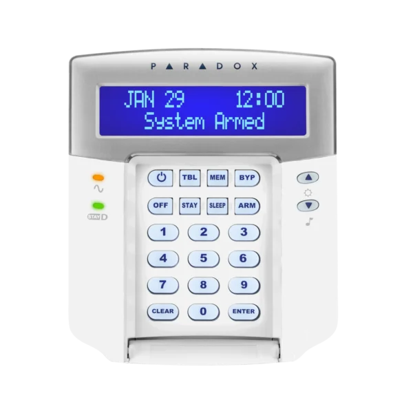 K32LCD+ paradox security system with menu-driven programming for easy system setup (installer and end user)