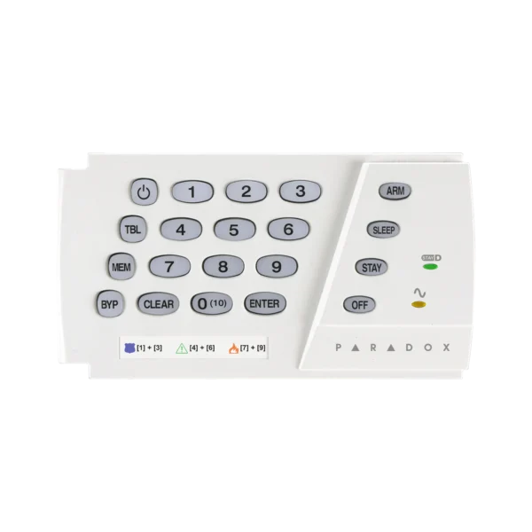 K636 paradox security alarm enable displays the status of 10 zones for a single partition